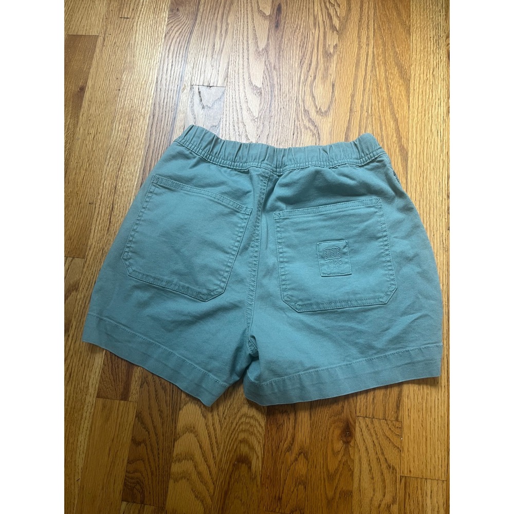 Topo Designs Womens Dirt Shorts Sage Green Elastic Waist Organic Cotton XS